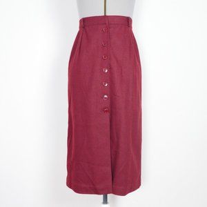 Vintage Casual Corner Burgundy Wool Midi Skirt Size